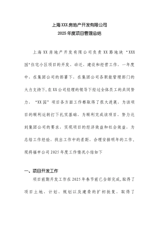 2025年度房产公司项目管理工作总结