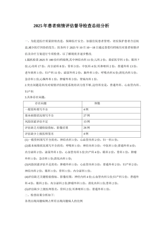 2025年度患者病情评估总结与持续改进