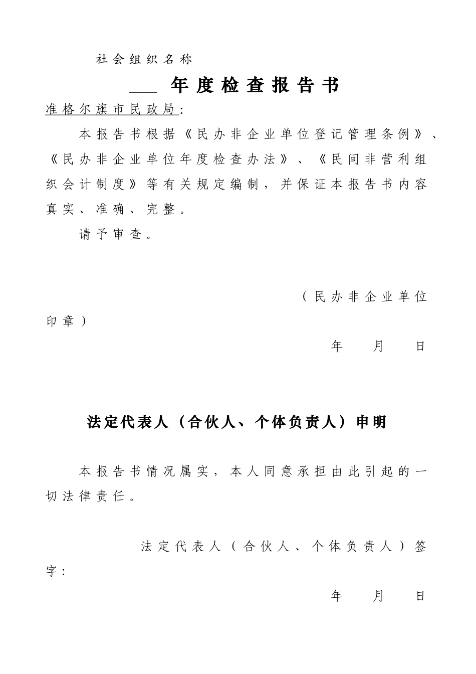 2025年度民办非企业单位年度检查报告书_第2页