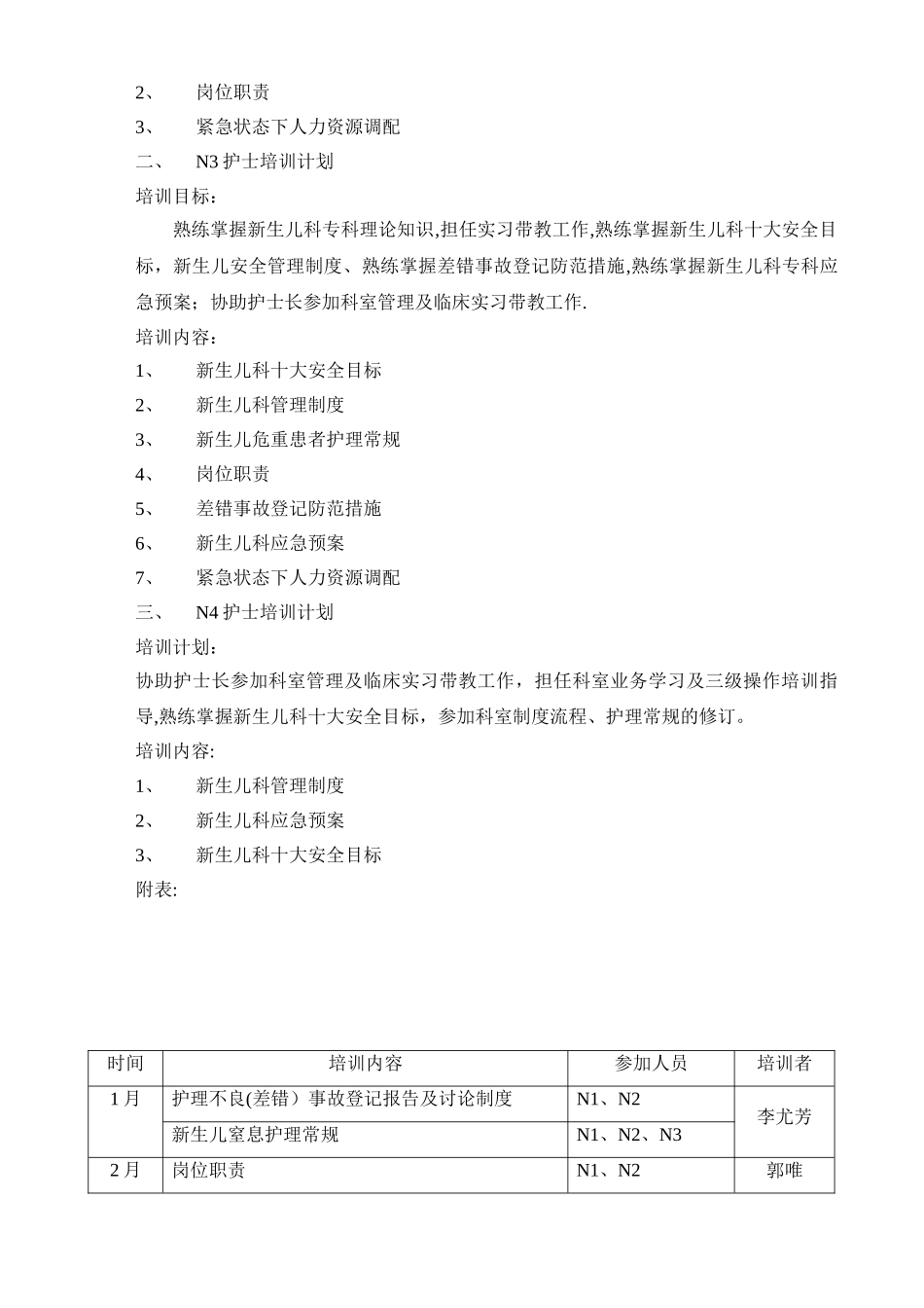 2025年新生儿科护理人员业务分层培训计划_第2页