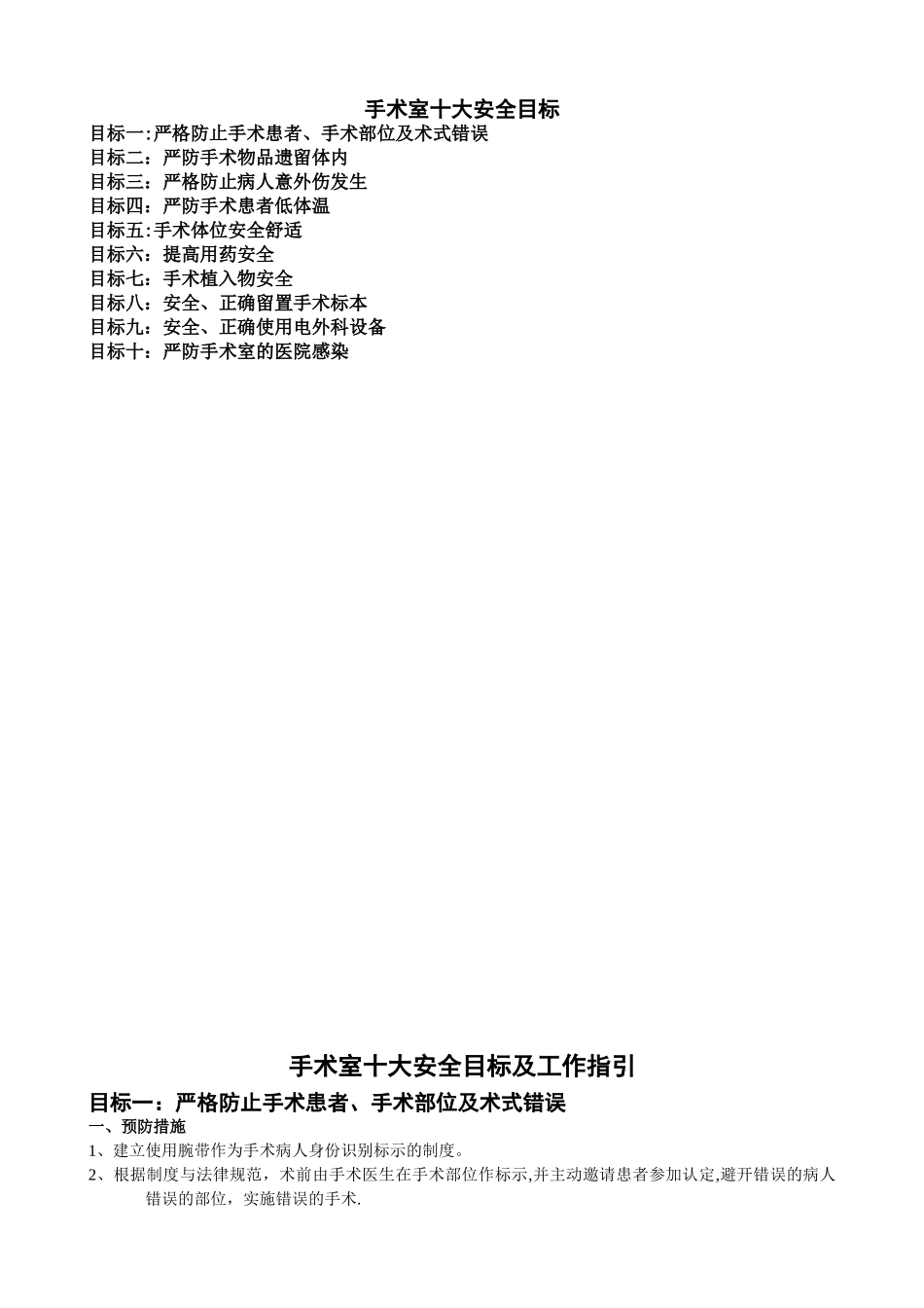 2025手术室十大安全目标及工作指引_第1页