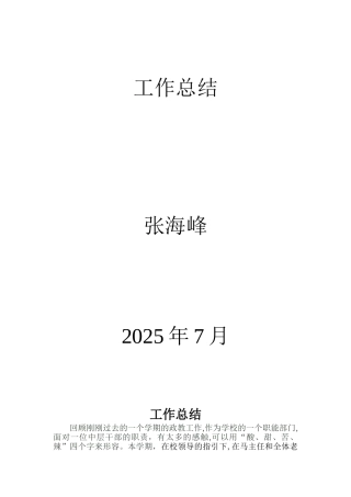 2025政教处副主任工作总结