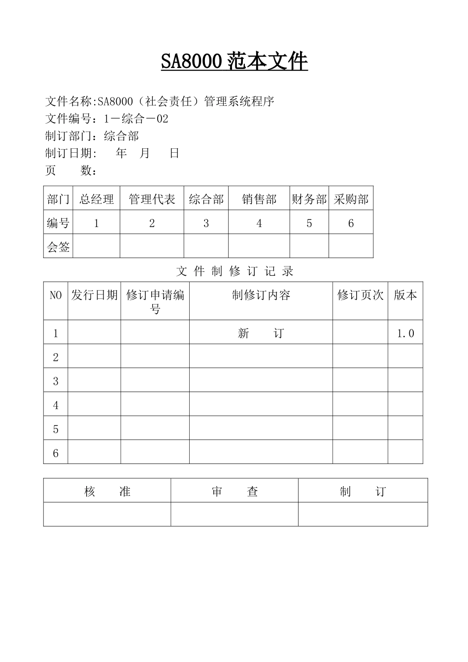 2025最新全套SA8000社会责任管理体系手册_第1页