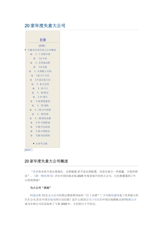 20家年度失意大公司
