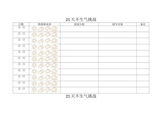 21天不生气挑战表格