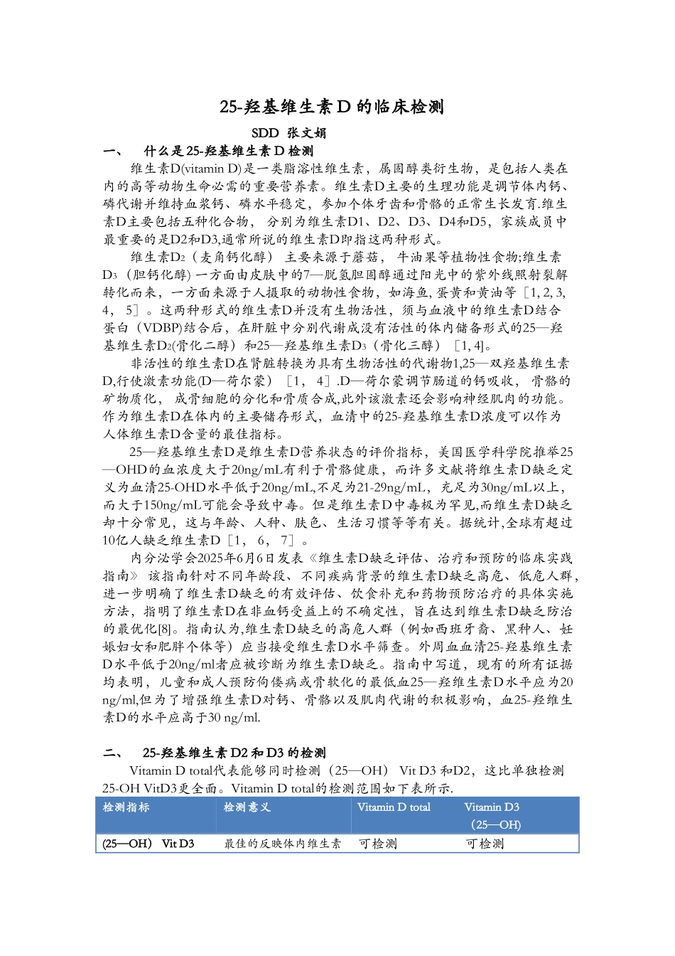 25-羟基维生素D的临床检测_第1页