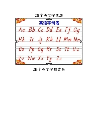 26个英文字母表-英文26个字母图表-英文大写图表