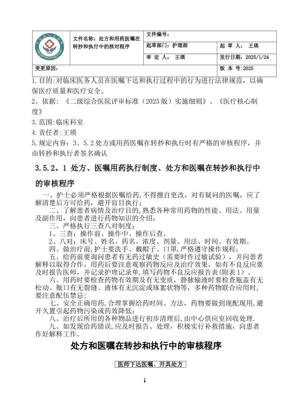 3.5.2.1处方、医嘱用药执行制度-处方和医嘱在转抄和执行中的审核程序_第1页