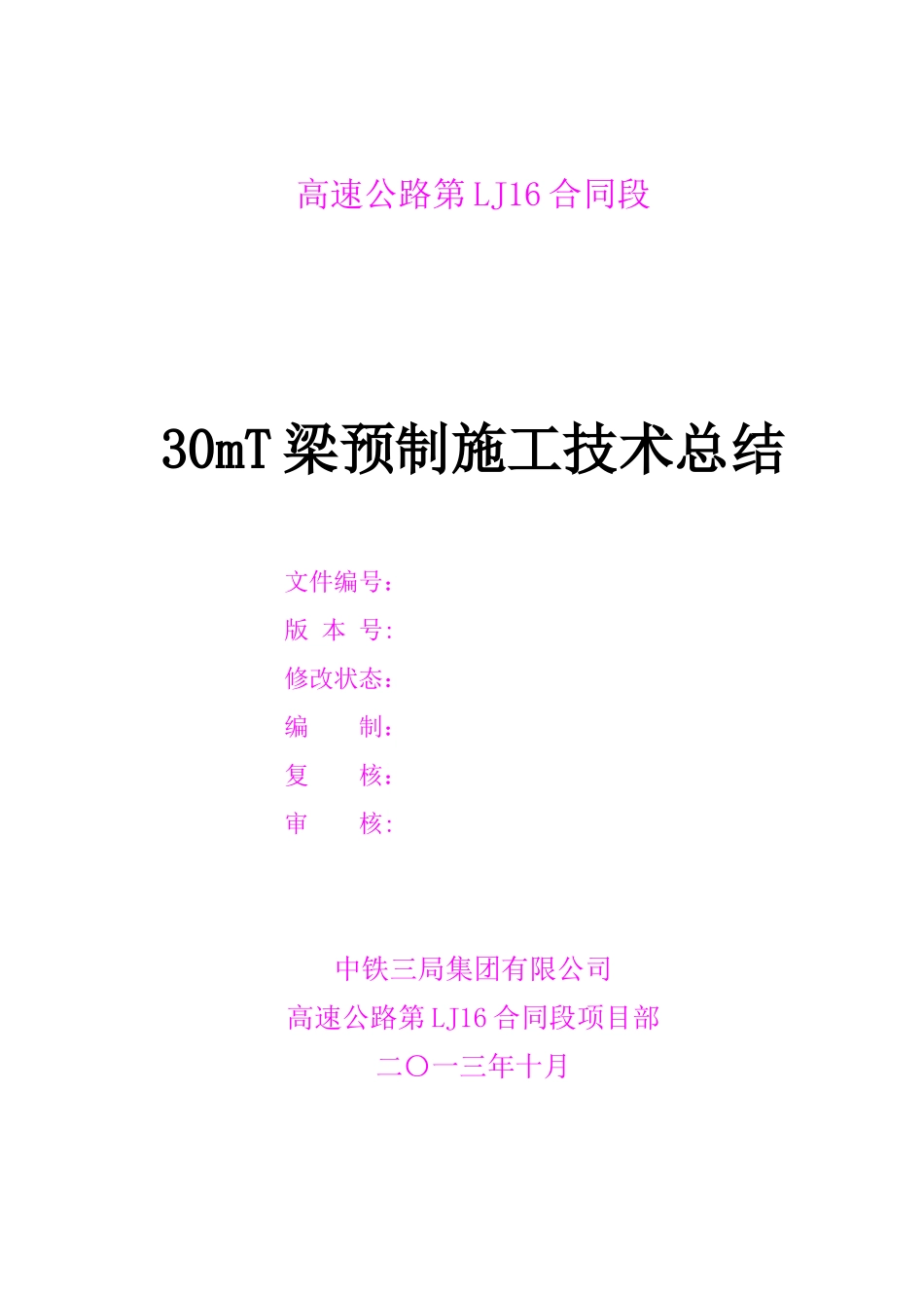 30米T梁施工技术总结_第1页