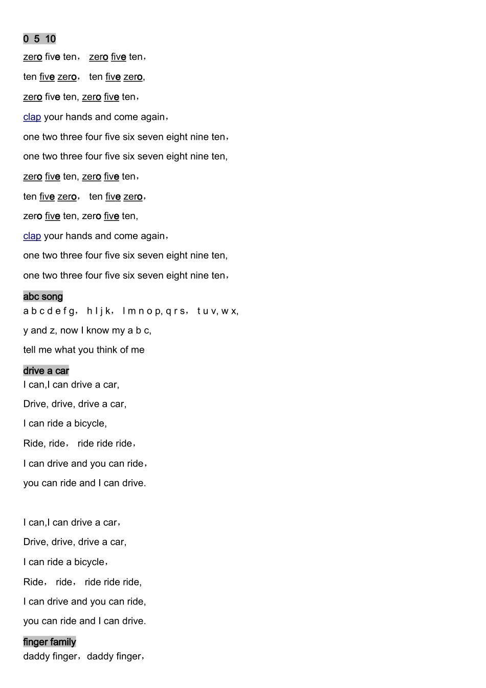 38首英文儿歌歌词_第1页