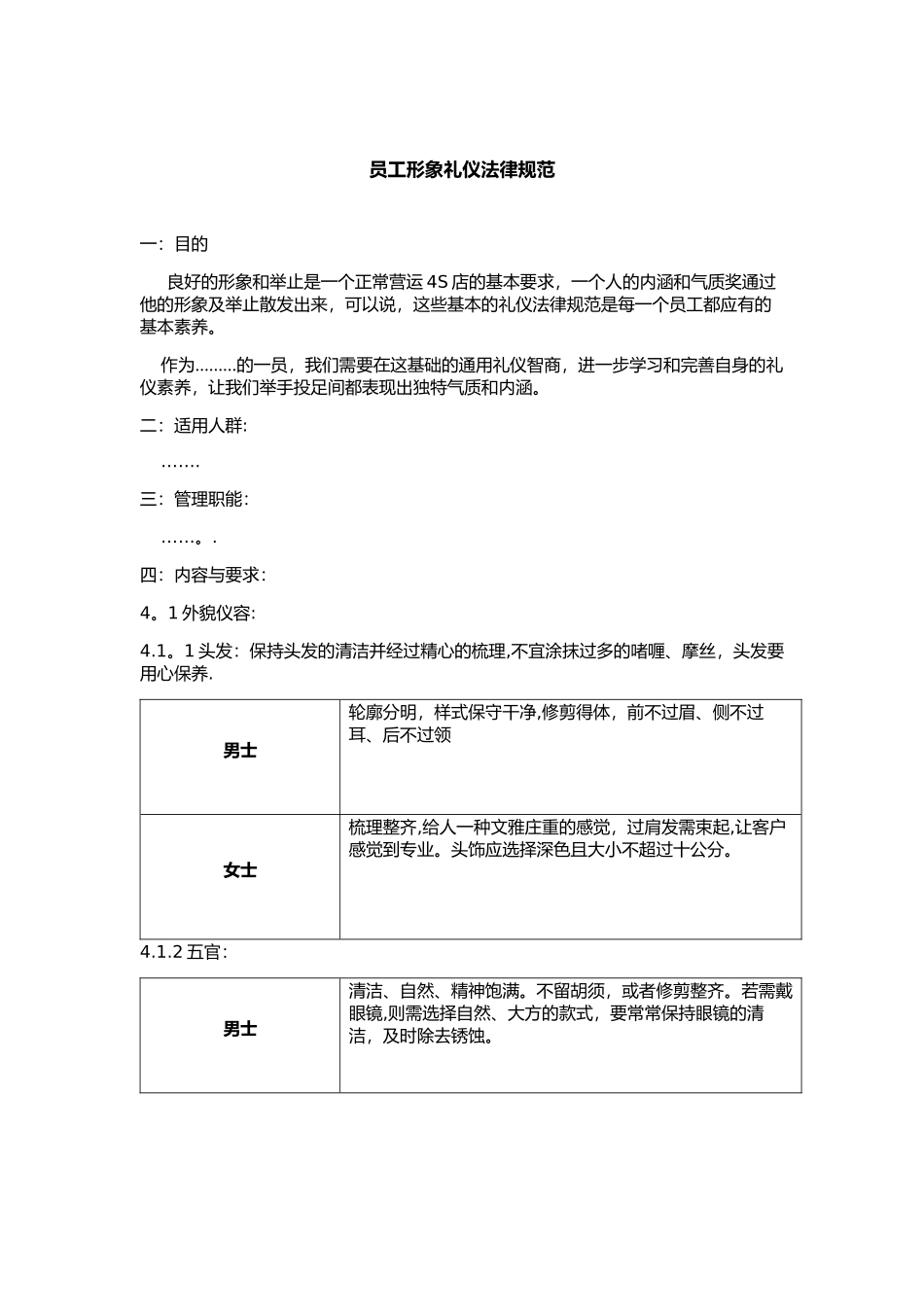 4S店员工形象礼仪规范_第1页