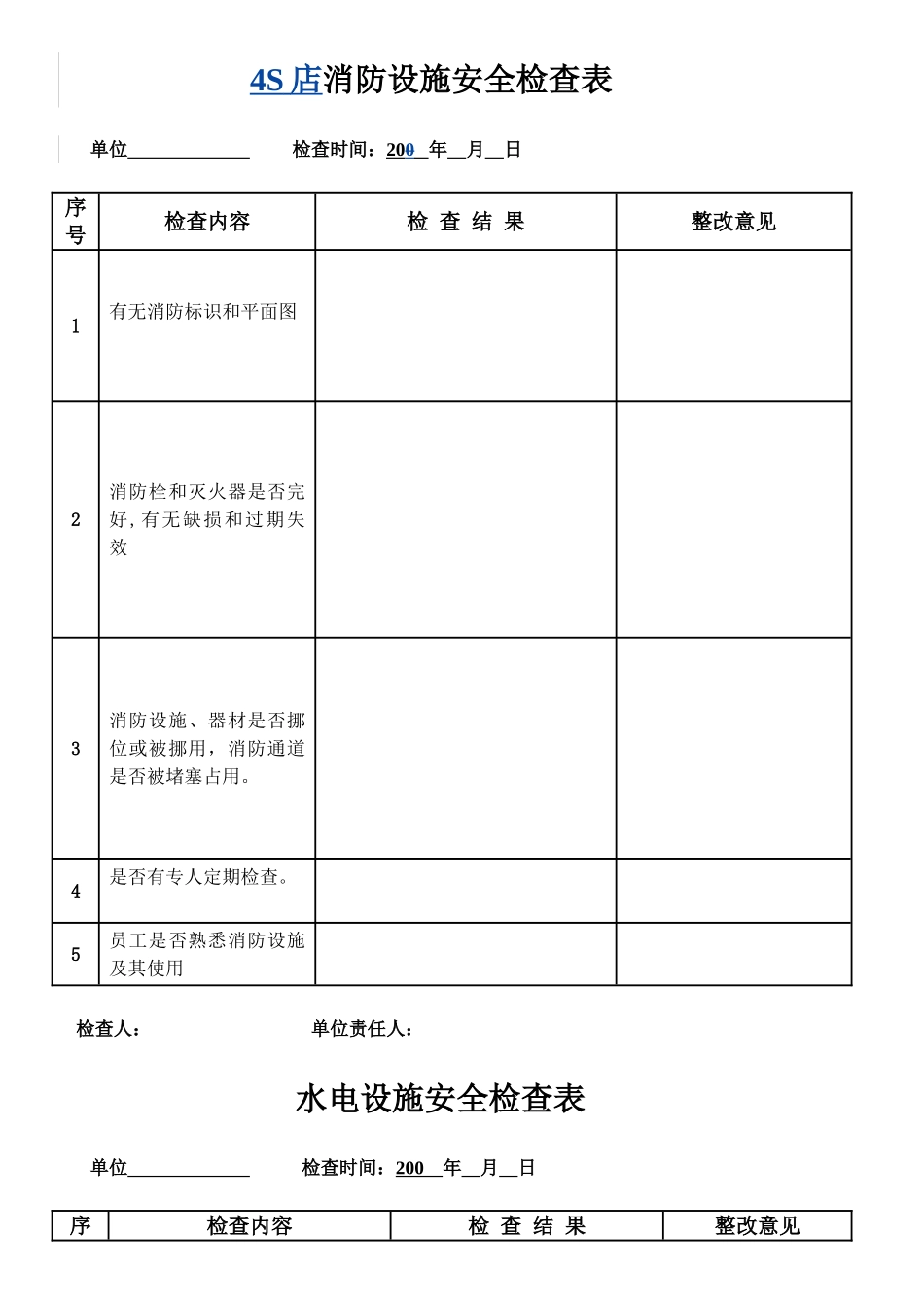 4S店安全检查内容表_第1页
