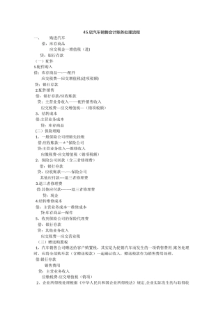 4S店汽车销售会计账务处理流程