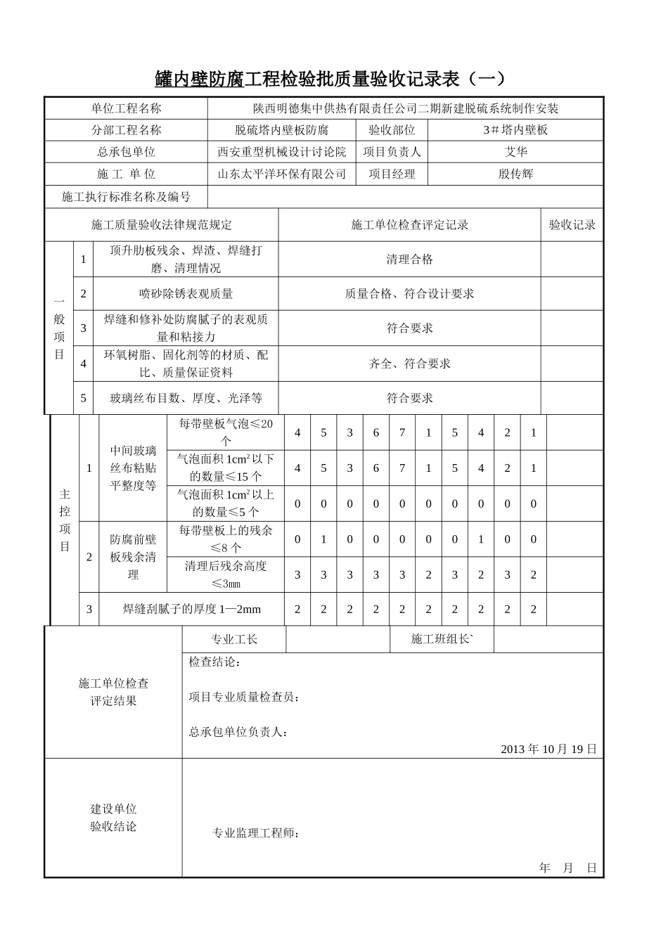 4防腐检验批质量检查验收记录表_第1页