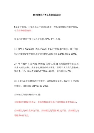 55度螺纹和60度螺纹区别