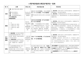 5项护理风险评估一览表