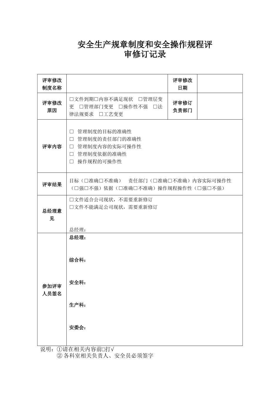7.安全生产规章制度和安全操作规程评审修订记录_第2页