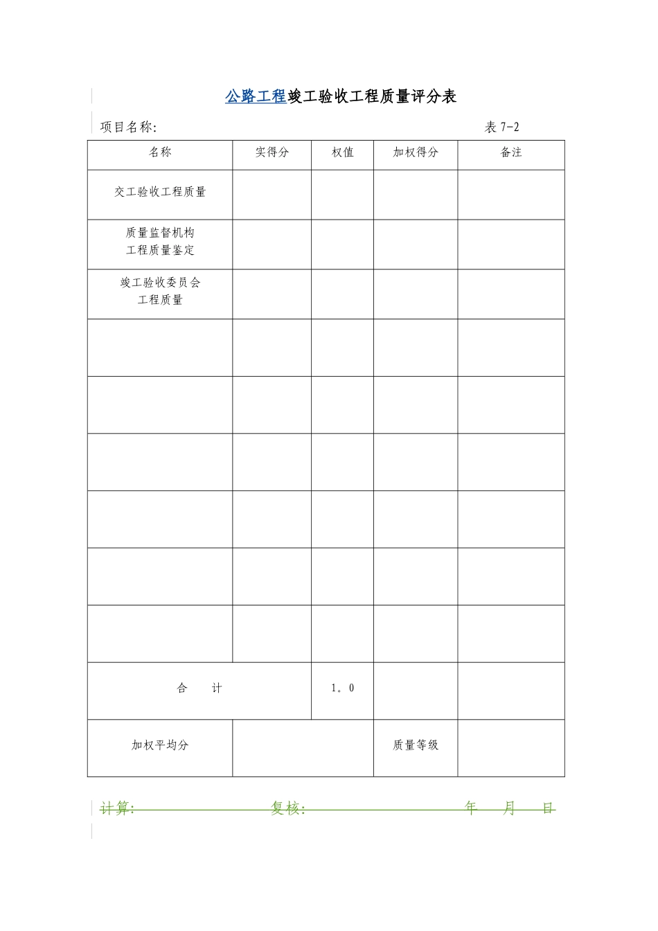 7附件7：公路工程竣工验收评价表_第2页