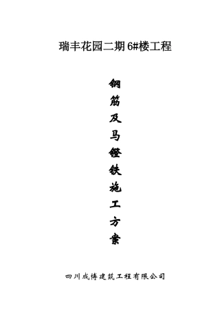 8#楼钢筋及马镫铁施工方案