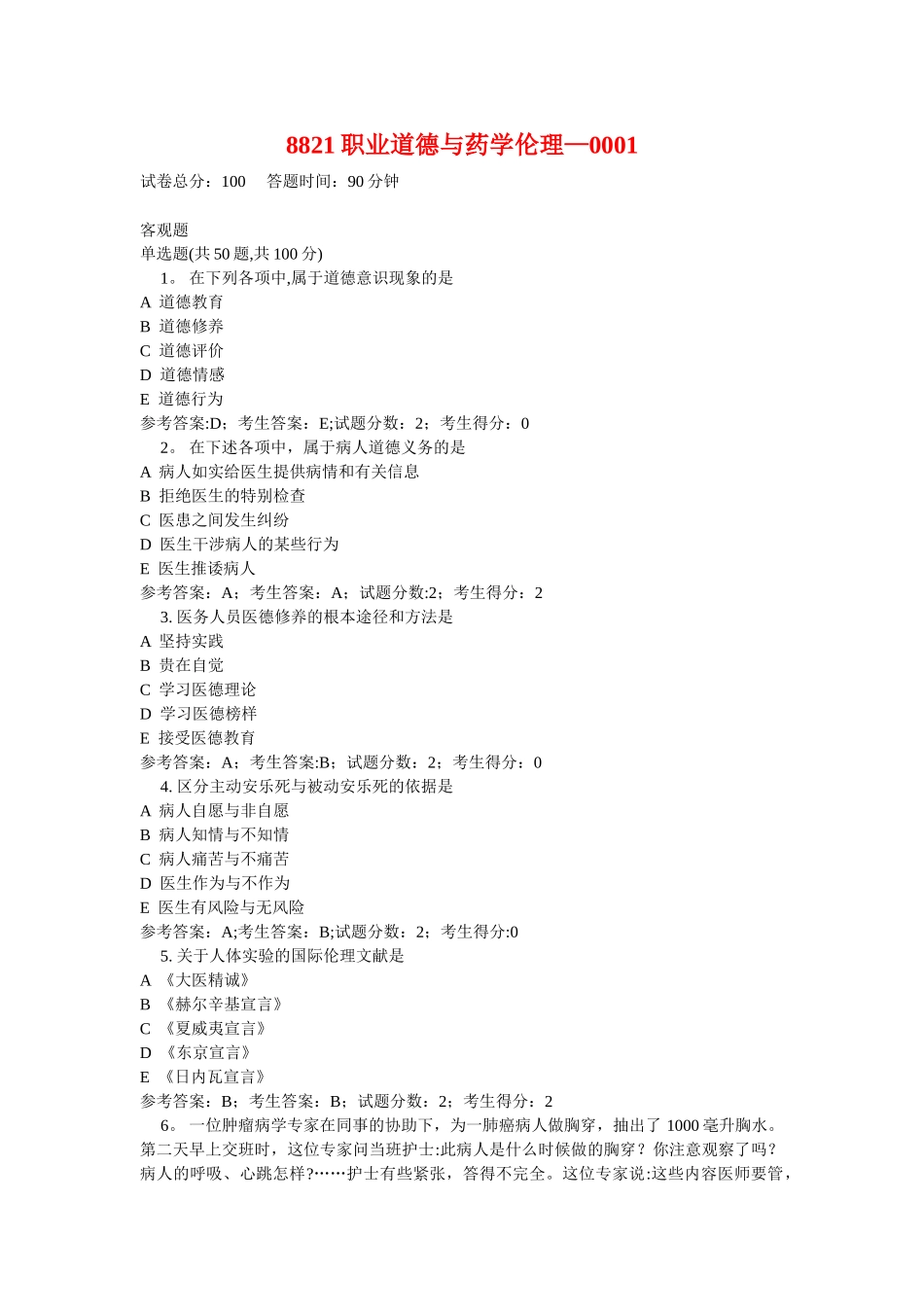 8821职业道德与药学伦理_第1页