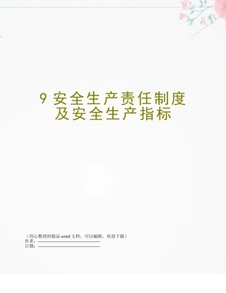 9安全生产责任制度及安全生产指标
