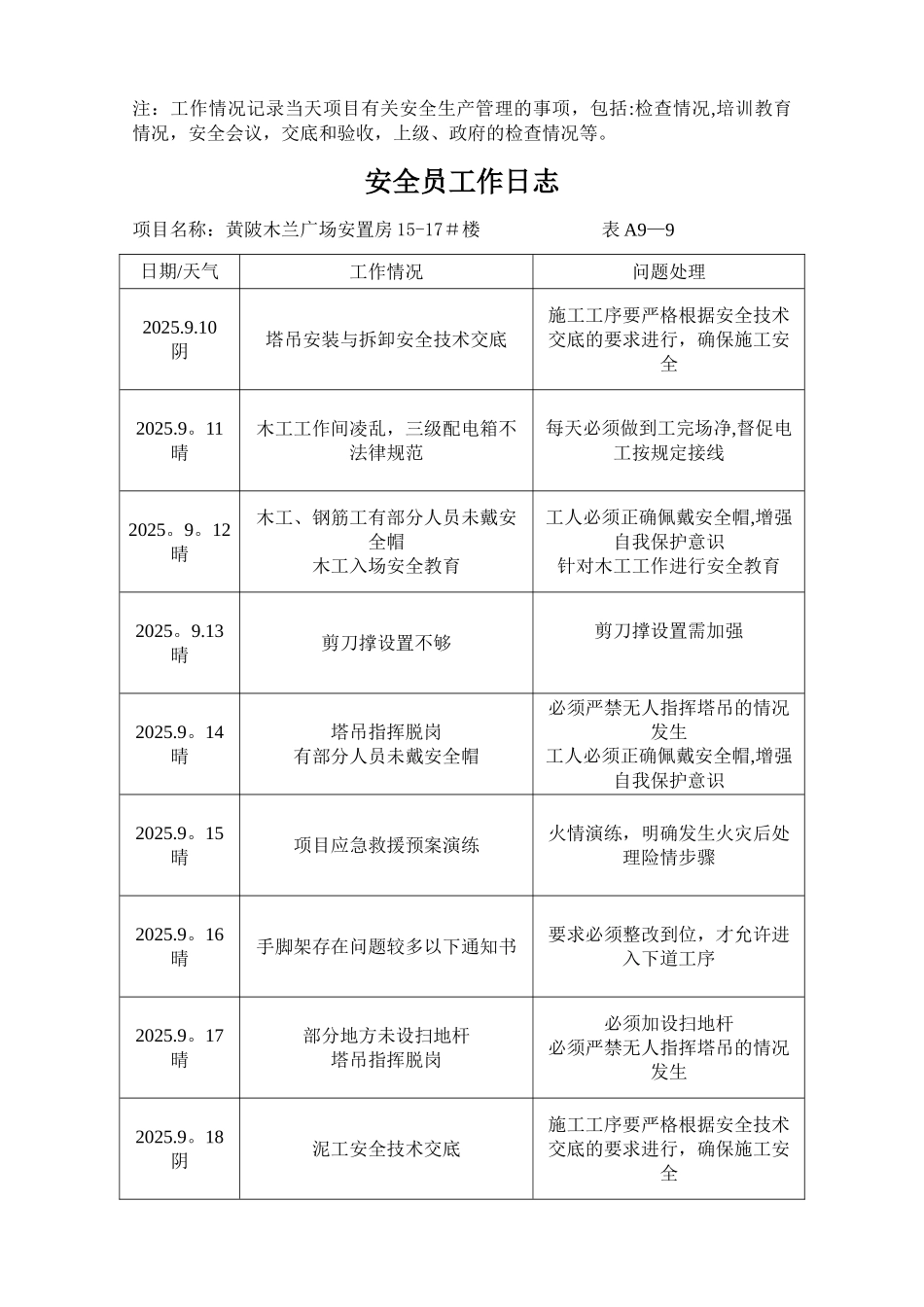 A9-9安全员工作日志_第3页