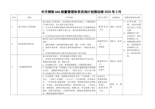 AAA测量管理体系推进计划表