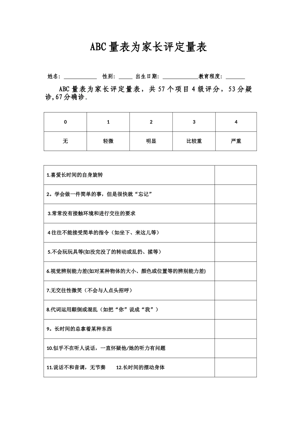 ABC量表为家长评定量表_第1页