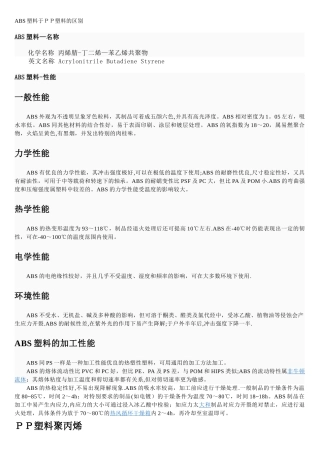 ABS塑料与PP塑料的区别