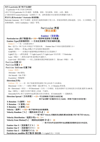 AE常用particular粒子中英文对照表