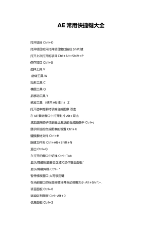 AE常用快捷键大全