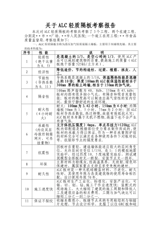 ALC轻隔板隔墙考查报告