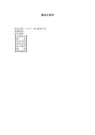 APP开发商业计划书