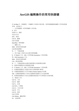 ArcGIS编辑操作的常用快捷键