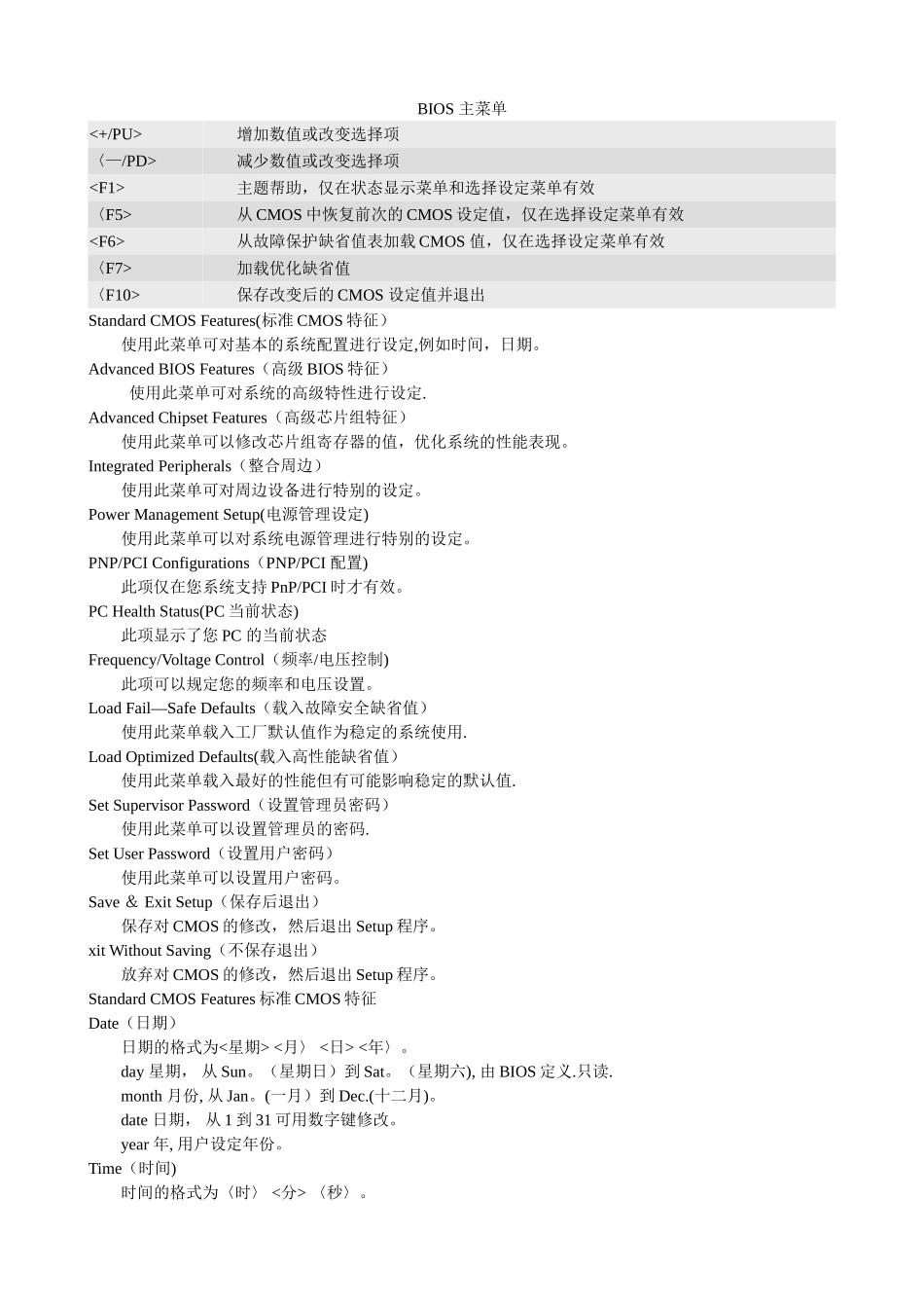 BIOS菜单详解及中英文对照表_第1页