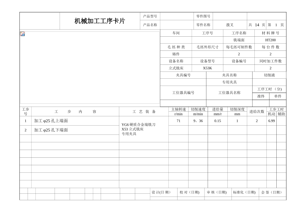CA6140拨叉831002课程设计工序卡_第1页