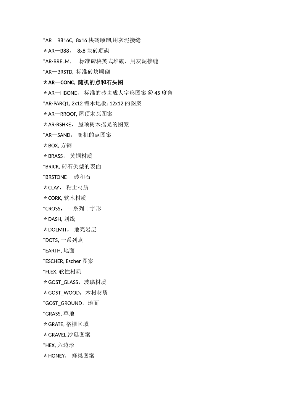 CAD中填充图案、中英文名称对照表_第2页