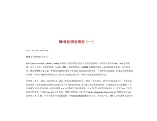 EHS的职业生涯规划