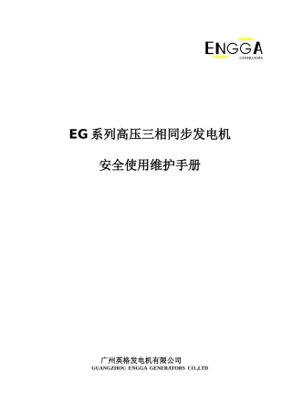 EG系列高压发电机安装使用维护手册