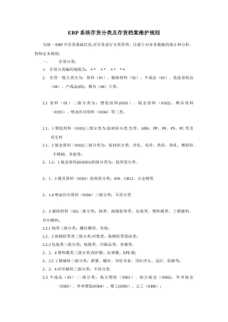 ERP系统存货分类及存货编码维护规则