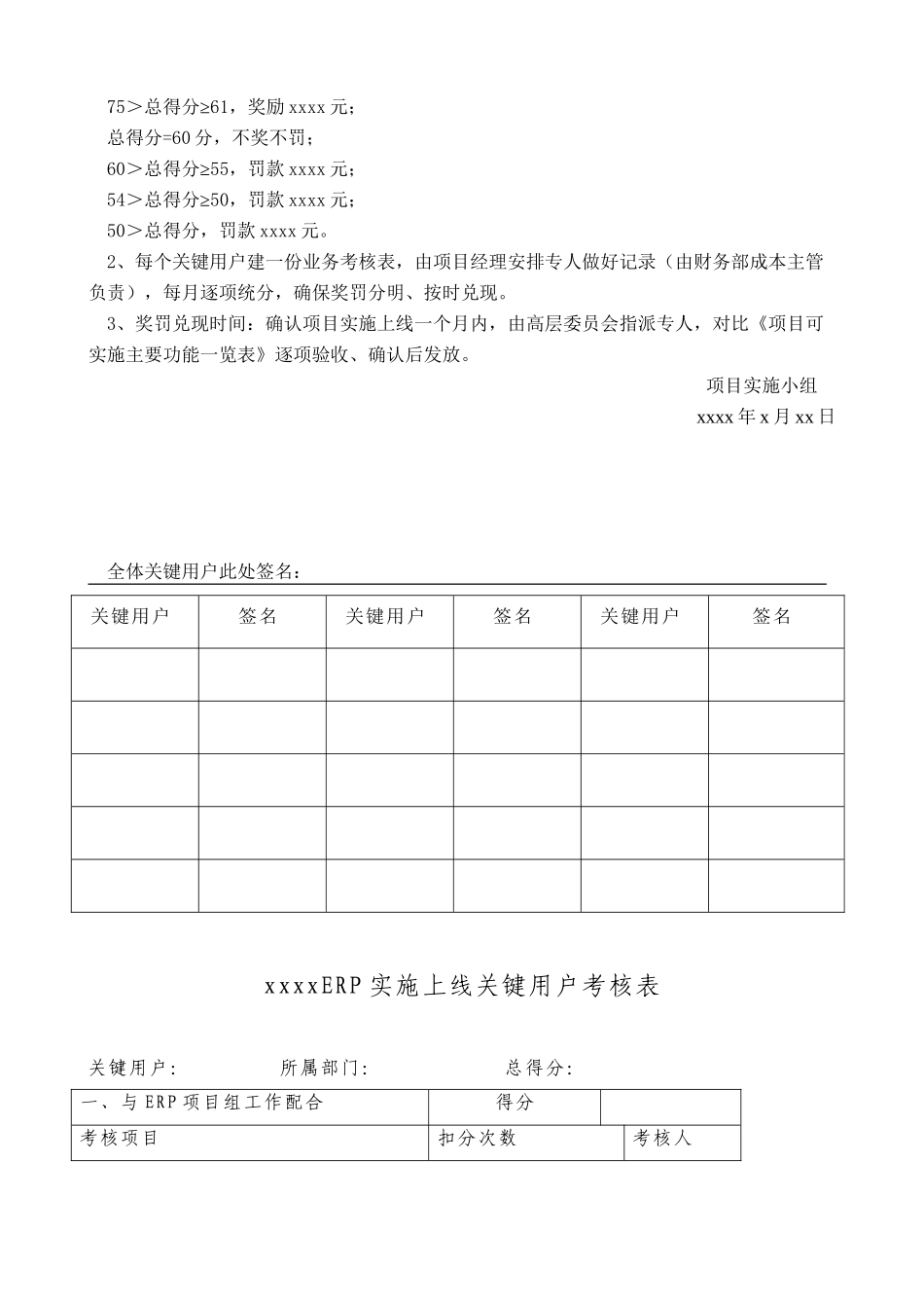 ERP考核标准及奖惩制度_第3页