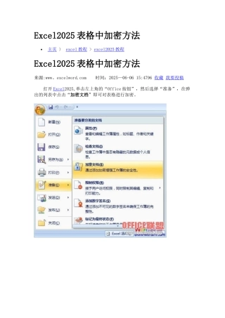 Excel2025表格中加密方法