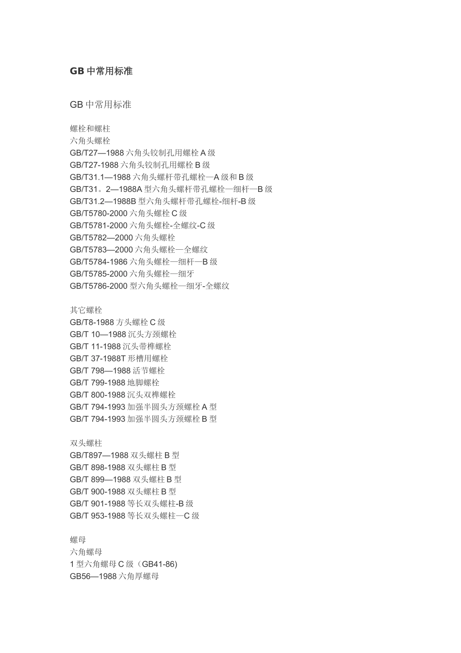 GB中常用标准件标准_第1页