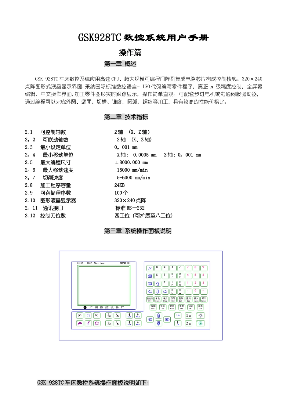 GSK928TC数控系统用户手册_第1页