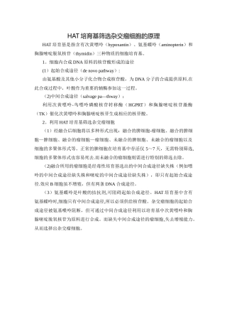 HAT培养基筛选杂交瘤细胞的原理