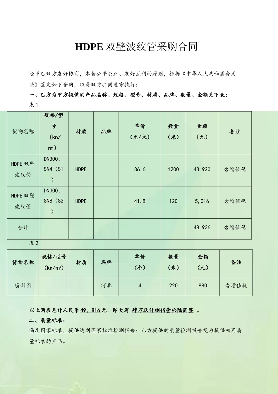 HDPE双壁波纹管购销合同_第2页