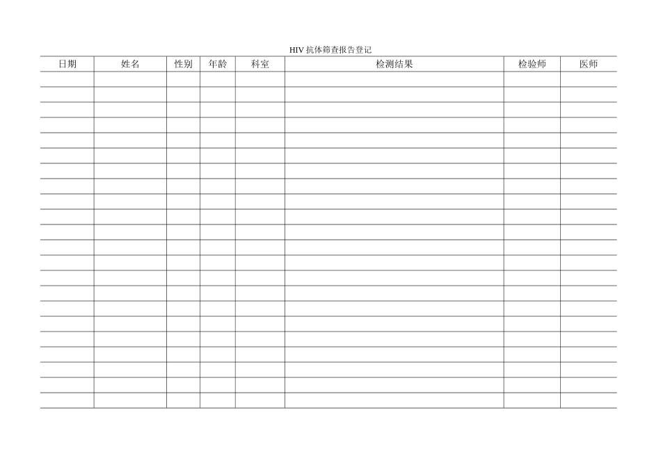 HIV抗体筛查报告登记_第1页