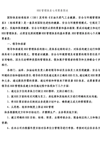 HSE管理体系七项要素