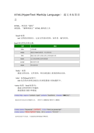 HTML基础知识点-入门