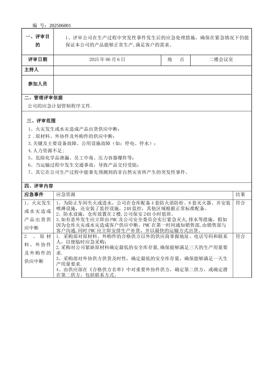 IATF16949-2025应急计划评审报告OK_第1页